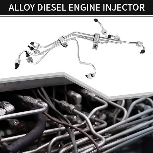 MuHize 8PCS Stainless Steel Fuel Injection Lines, Direct Fit for Ford F150 F250 F350 F450 F550 1983-1994 6.9L/7.3L IDI Diesel, DE8TZ-9A555A Replacement, Leak-Proof 3000 PSI & Bolt-On Installation in Saudi Arabia