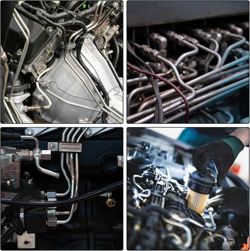MuHize 8PCS Stainless Steel Fuel Injection Lines, Direct Fit for Ford F150 F250 F350 F450 F550 1983-1994 6.9L/7.3L IDI Diesel, DE8TZ-9A555A Replacement, Leak-Proof 3000 PSI & Bolt-On Installation in Saudi Arabia