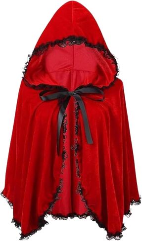 TOONRAIN Womens Velvet Little Red Riding Hood Cape Halloween Christmas Short Cloak Fairytale Costume in Kuwait
