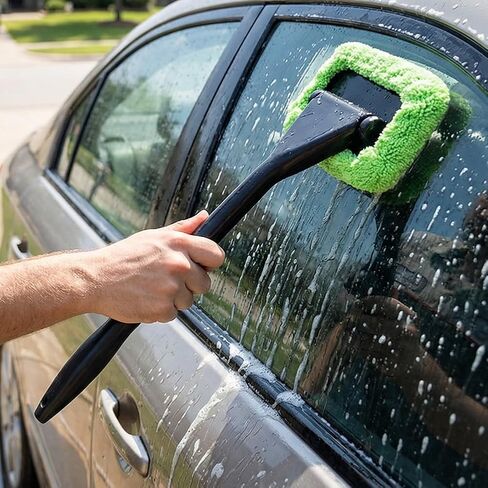 Windshield Wiper Tools,Car Interior Window Cleaning Tool with 1 Reusable Microfiber Pads,for Car Truck SUV Windshield, Streak-Free Cleaning for Glass, Mirror, Tile/Green in Saudi Arabia
