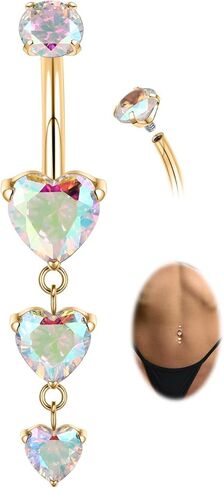 GAGABODY G23 Titanium Belly Button Ring Dangle Belly Rings Belly Piercing Jewelry 14G 3/8 inch 10mm Navel Barbell CZ Navel Piercing Ring in Kuwait