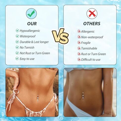 GAGABODY G23 Titanium Belly Button Ring Dangle Belly Rings Belly Piercing Jewelry 14G 3/8 inch 10mm Navel Barbell CZ Navel Piercing Ring in Kuwait