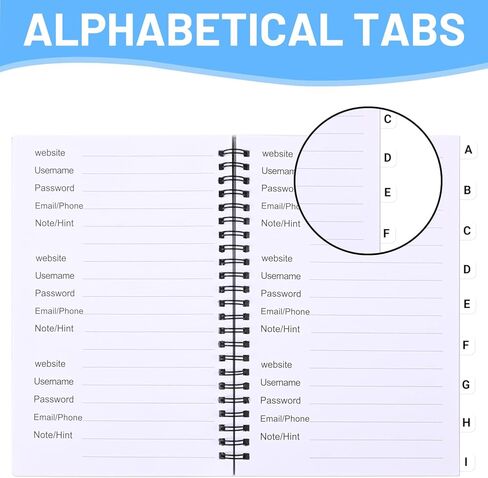 Funny Password Book with Alphabetical Tabs, 5.7" x 8.3" Spiral Password Keeper, Password Notebook for Internet & Computer Login, Recording Website, Usernames, Passwords, Gifts for Home and Office in Saudi Arabia