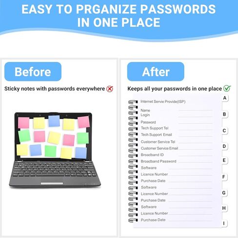 Funny Password Book with Alphabetical Tabs, 5.7" x 8.3" Spiral Password Keeper, Password Notebook for Internet & Computer Login, Recording Website, Usernames, Passwords, Gifts for Home and Office in Saudi Arabia