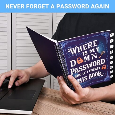 Funny Password Book with Alphabetical Tabs, 5.7" x 8.3" Spiral Password Keeper, Password Notebook for Internet & Computer Login, Recording Website, Usernames, Passwords, Gifts for Home and Office in Saudi Arabia
