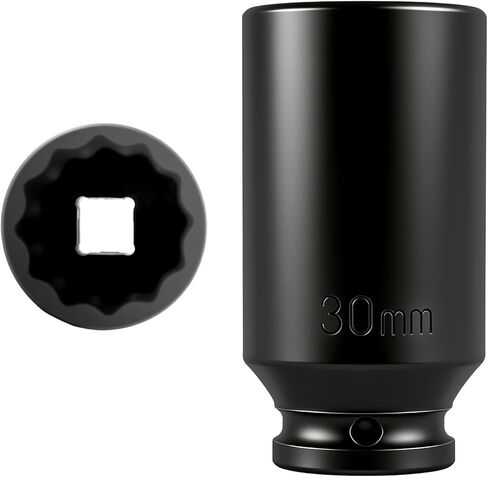 30mm Socket 1/2" Drive,High Torque 30mm 12 Point Axle Nut Socket for Hub/Bearing & Axle Shaft Nut Removal,Heavy-Duty Impact Sockets by 1/2" Impact Wrench Ratchet for Most Vehicles in Saudi Arabia
