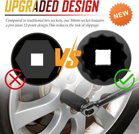 30mm Socket 1/2" Drive,High Torque 30mm 12 Point Axle Nut Socket for Hub/Bearing & Axle Shaft Nut Removal,Heavy-Duty Impact Sockets by 1/2" Impact Wrench Ratchet for Most Vehicles in Saudi Arabia