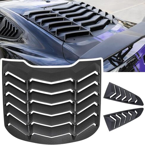 Yoursme فتحات نافذة خلفية + جانبية لسيارة Ford Mustang 2015 2016 2017 2018 2019 2020 2021 2022 2023 غطاء مطر للزجاج الأمامي من الشمس GT Lambo Style ABS (أسود غير لامع) in Saudi Arabia