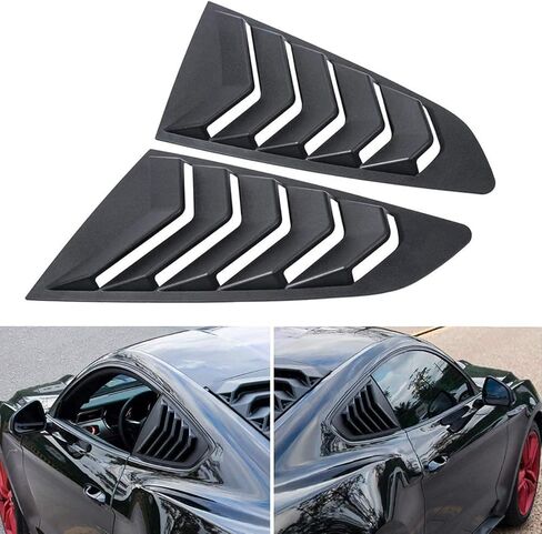 Yoursme فتحات نافذة خلفية + جانبية لسيارة Ford Mustang 2015 2016 2017 2018 2019 2020 2021 2022 2023 غطاء مطر للزجاج الأمامي من الشمس GT Lambo Style ABS (أسود غير لامع) in Saudi Arabia