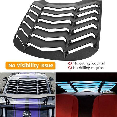 Yoursme فتحات نافذة خلفية + جانبية لسيارة Ford Mustang 2015 2016 2017 2018 2019 2020 2021 2022 2023 غطاء مطر للزجاج الأمامي من الشمس GT Lambo Style ABS (أسود غير لامع) in Saudi Arabia