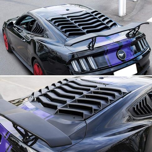 Yoursme فتحات نافذة خلفية + جانبية لسيارة Ford Mustang 2015 2016 2017 2018 2019 2020 2021 2022 2023 غطاء مطر للزجاج الأمامي من الشمس GT Lambo Style ABS (أسود غير لامع) in Saudi Arabia