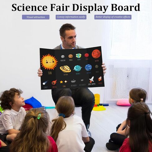 Ndsox 4 Pack 26" x 16" Black Trifold Poster Board Medium Size Corrugated Cardboard Science Fair Display Boards for School Projects, Business Presentations, Event Displays, and Art Exhibitions in Saudi Arabia