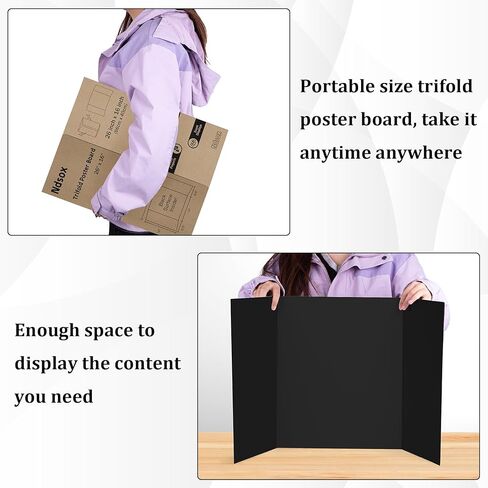Ndsox 4 Pack 26" x 16" Black Trifold Poster Board Medium Size Corrugated Cardboard Science Fair Display Boards for School Projects, Business Presentations, Event Displays, and Art Exhibitions in Saudi Arabia
