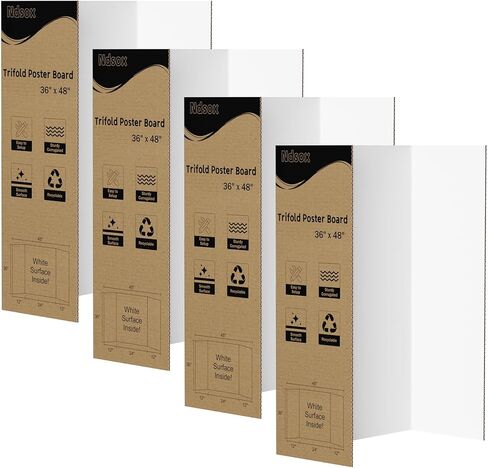 Ndsox 4 Pack 26" x 16" Black Trifold Poster Board Medium Size Corrugated Cardboard Science Fair Display Boards for School Projects, Business Presentations, Event Displays, and Art Exhibitions in Saudi Arabia