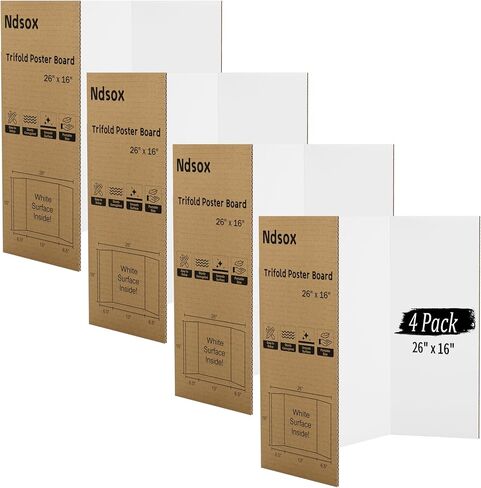 Ndsox 4 Pack 26" x 16" Black Trifold Poster Board Medium Size Corrugated Cardboard Science Fair Display Boards for School Projects, Business Presentations, Event Displays, and Art Exhibitions in Saudi Arabia