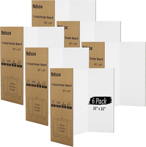 Ndsox 4 Pack 26" x 16" Black Trifold Poster Board Medium Size Corrugated Cardboard Science Fair Display Boards for School Projects, Business Presentations, Event Displays, and Art Exhibitions in Saudi Arabia