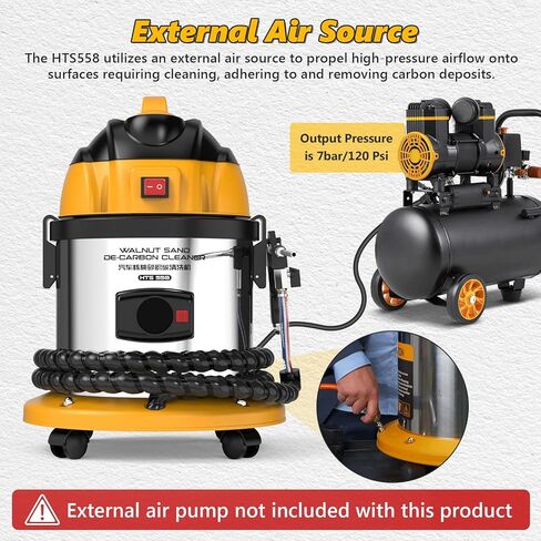 BELEY Walnut Blaster, HTS558 Engine Intake Valve Cleaner Machine, 110V Automotive Walnut Blaster Kit for Carbon Cleaning with 2kg Walnut Sand & 5 Pcs Adapters in Saudi Arabia