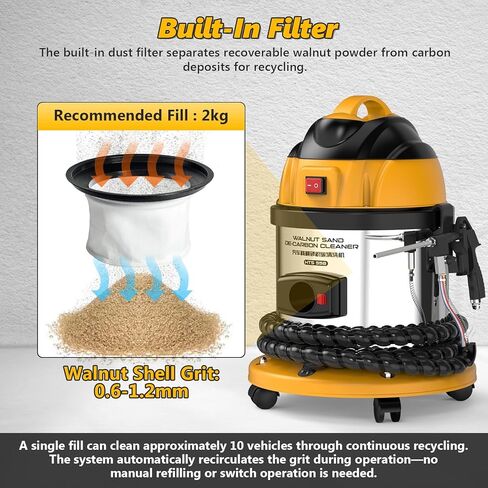 BELEY Walnut Blaster, HTS558 Engine Intake Valve Cleaner Machine, 110V Automotive Walnut Blaster Kit for Carbon Cleaning with 2kg Walnut Sand & 5 Pcs Adapters in Saudi Arabia