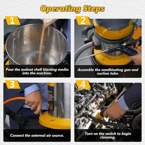 BELEY Walnut Blaster, HTS558 Engine Intake Valve Cleaner Machine, 110V Automotive Walnut Blaster Kit for Carbon Cleaning with 2kg Walnut Sand & 5 Pcs Adapters in Saudi Arabia