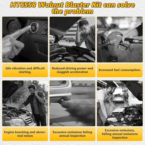 BELEY Walnut Blaster, HTS558 Engine Intake Valve Cleaner Machine, 110V Automotive Walnut Blaster Kit for Carbon Cleaning with 2kg Walnut Sand & 5 Pcs Adapters in Saudi Arabia
