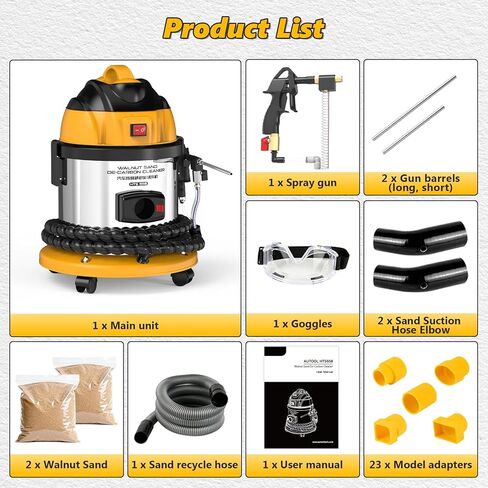 BELEY Walnut Blaster, HTS558 Engine Intake Valve Cleaner Machine, 110V Automotive Walnut Blaster Kit for Carbon Cleaning with 2kg Walnut Sand & 5 Pcs Adapters in Saudi Arabia