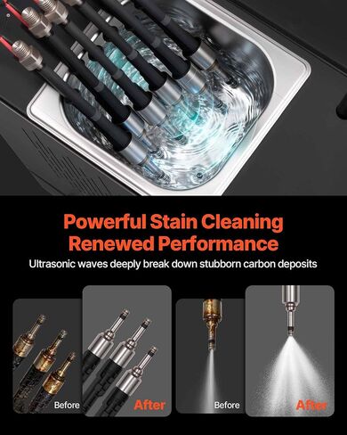 VEVOR Fuel Injector Cleaner Tester, 9 Test Modes, 6-Cylinder 28kHz Ultrasonic Cleaning Machine Adjustable 12V/70V/120V for EFI/FSI/GDI, Injector Cleaner Machine with Drain Valve for Car & Motorcycle in Saudi Arabia
