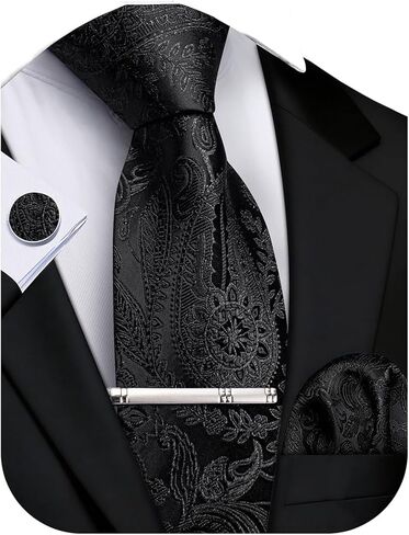 DiBanGu Mens Extra Long Tie 70 inches Necktie and Pocktie Square Cufflinks Set Silk Ties for Big and Tall Men Wedding Party in Saudi Arabia