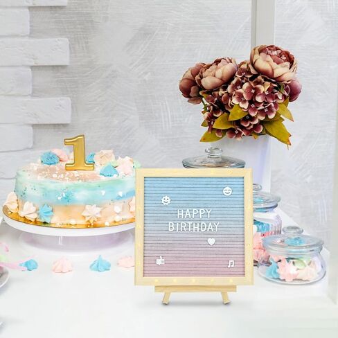 QWORK LED Gradient Felt Letter Board Sign Lights - 10x10 Inches Light Pink to Light Green Transition, Wood Frame with 20 LED Lights, 170 Letters, for Wedding Party Decor Festival Party in Saudi Arabia