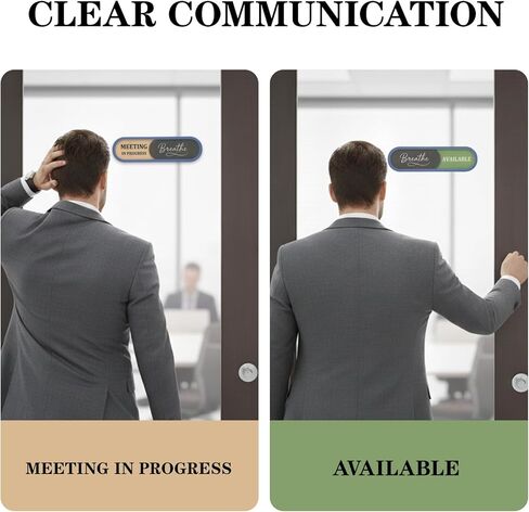 In a Meeting Office Door Sign with Slider - "Breathe" Offices Status Indicator (Meeting in Progress/Available), Adhesive Back & Extra Magnets, Acrylic Privacy Sign for Home Office, Studios & Workspaces in Saudi Arabia