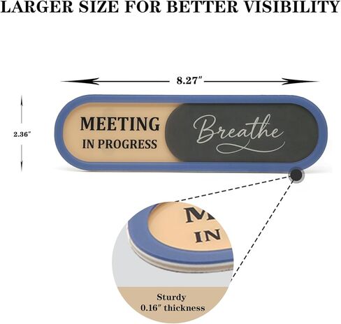 In a Meeting Office Door Sign with Slider - "Breathe" Offices Status Indicator (Meeting in Progress/Available), Adhesive Back & Extra Magnets, Acrylic Privacy Sign for Home Office, Studios & Workspaces in Saudi Arabia