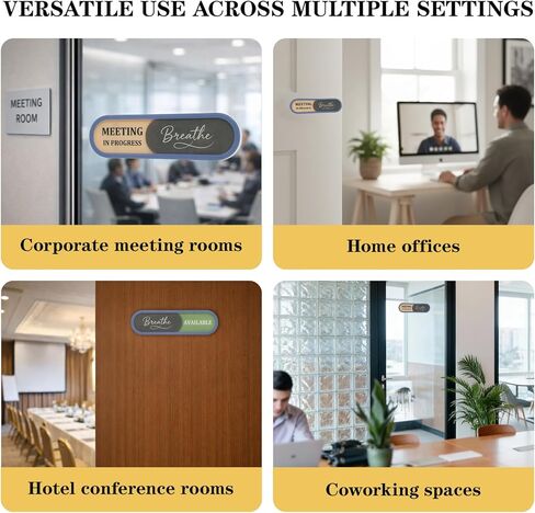 In a Meeting Office Door Sign with Slider - "Breathe" Offices Status Indicator (Meeting in Progress/Available), Adhesive Back & Extra Magnets, Acrylic Privacy Sign for Home Office, Studios & Workspaces in Saudi Arabia