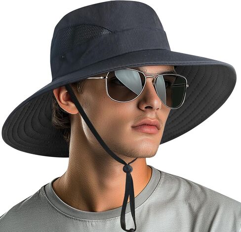قبعات الشمس NPQQUAN للرجال والنساء بعامل حماية من الأشعة فوق البنفسجية 50+ حماية من الأشعة فوق البنفسجية بحافة واسعة قبعة سفاري للتنزه سيرًا على الأقدام وصيد الأسماك in Kuwait