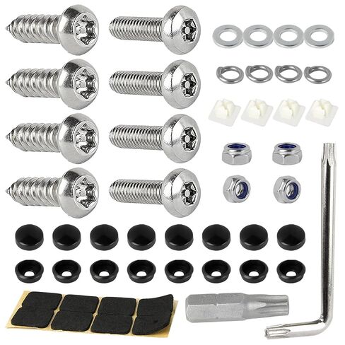 8 PCS 1/4"(M6) Car License Plate Screws Kit - Stainless Steel Theft-Proof Screws, License Plate Bolt Fasteners with Chrome Caps - Rust Proof, Tamper Resistant Mounting Hardware Kit in Saudi Arabia
