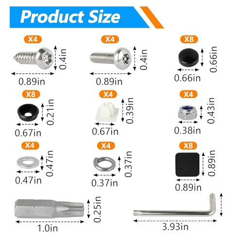 8 PCS 1/4"(M6) Car License Plate Screws Kit - Stainless Steel Theft-Proof Screws, License Plate Bolt Fasteners with Chrome Caps - Rust Proof, Tamper Resistant Mounting Hardware Kit in Saudi Arabia