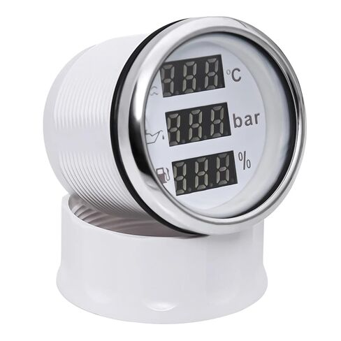 HD 52mm Universal Digital 3 in 1 Multi Function Gauge 40-120℃ Water Temp Fuel Gauge Oil Pressure Voltmeter RPM with Alarm 9-32V(Ivory) in Saudi Arabia