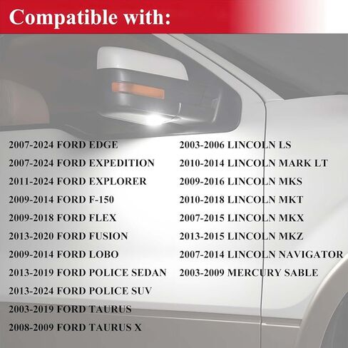 قطعتان من ضوء البركة الجانبية LED متوافق مع 2009-2014 Ford F150 11-24 Explorer 07-24 Edge Expedition 09-18 Flex، ضوء أبيض 6500K، جانب السائق والراكب in Kuwait
