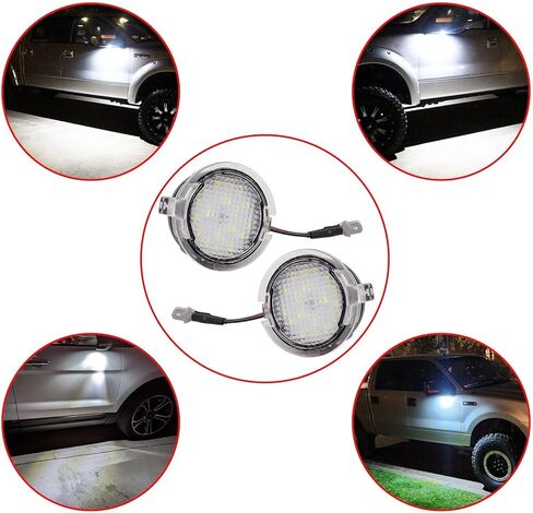 قطعتان من ضوء البركة الجانبية LED متوافق مع 2009-2014 Ford F150 11-24 Explorer 07-24 Edge Expedition 09-18 Flex، ضوء أبيض 6500K، جانب السائق والراكب in Kuwait