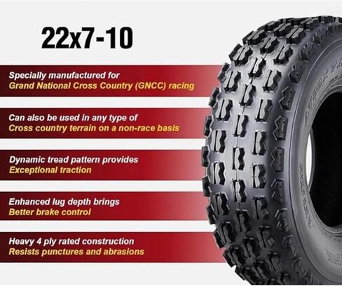 2 إطارات ATV 22x7-10 22x7x10 4PR Sport 22x7.00-10 - سباق اختراق الضاحية GNCC، بديل لـ WANDA OEM in Kuwait