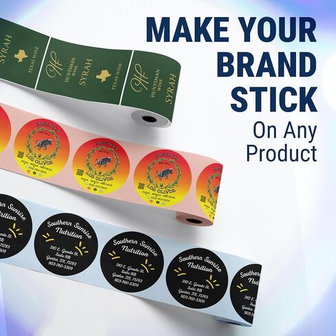 McAuley Labels Custom Stickers for Business Logo, 100-5000 Pcs - Waterproof Customized Labels Sticker - 100+ Roll - Multi Shapes, Sizes, Backgrounds, and Text Options - Round and Square Shape in Saudi Arabia