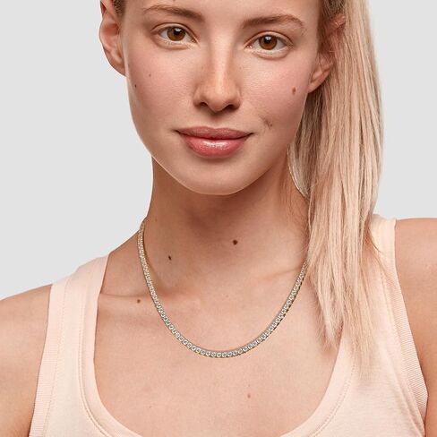 Tennis Necklace for Women, 14K Gold Plated 3mm Simulated Diamond Classic Tennis Chain Necklace with 4 Prong Cubic Zirconia in Saudi Arabia