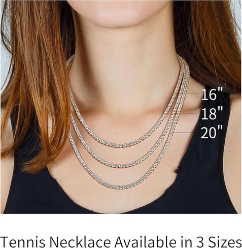 Tennis Necklace for Women, 14K Gold Plated 3mm Simulated Diamond Classic Tennis Chain Necklace with 4 Prong Cubic Zirconia in Saudi Arabia