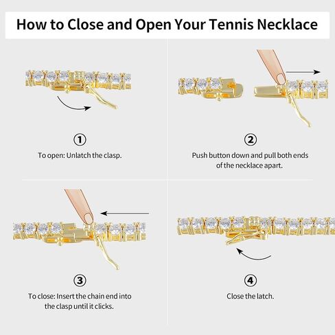 Tennis Necklace for Women, 14K Gold Plated 3mm Simulated Diamond Classic Tennis Chain Necklace with 4 Prong Cubic Zirconia in Saudi Arabia