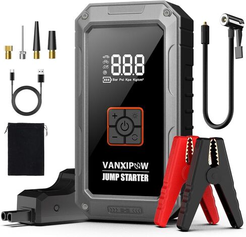 M1 Car Battery Jump Starter with Air Compressor 4500A 150PSI (9.0 L Gas/8.0L Diesel), Portable Car Jump Starter Power Pack, Battery Charger 12V Jump Box with LED Light, Large LED Display, Power Bank in Saudi Arabia