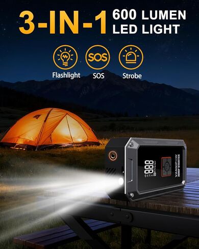 M1 Car Battery Jump Starter with Air Compressor 4500A 150PSI (9.0 L Gas/8.0L Diesel), Portable Car Jump Starter Power Pack, Battery Charger 12V Jump Box with LED Light, Large LED Display, Power Bank in Saudi Arabia