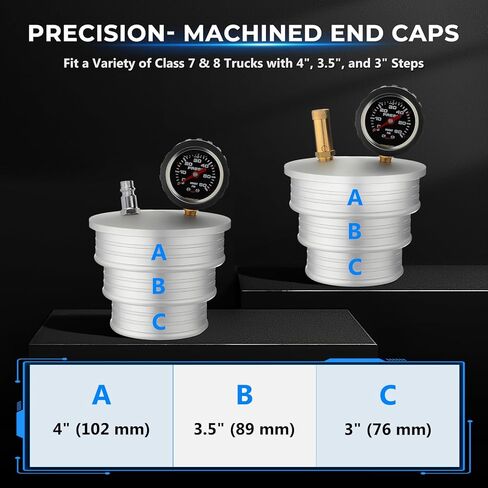 جهاز اختبار تسرب مبرد الهواء CAC Boost (4 بوصات، 3.5 بوصات، 3 بوصات) 6061 من الألومنيوم، وأخاديد وخرزات مضادة للانزلاق - مع خط تمديد ومنظم 150 رطل لكل بوصة مربعة - لشبه الشاحنات والجرارات والآلات in Kuwait
