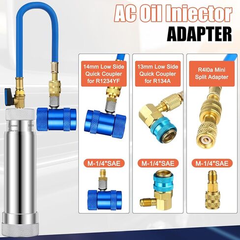 AC Leak Detector Kit R1234yf R134a R410a AC Oil UV Dye Injector Kit Refrigerant Leak Detector Tool Low Side Quick Coupler Mini Split Adapter Flashlight with Protective Glasses in Saudi Arabia