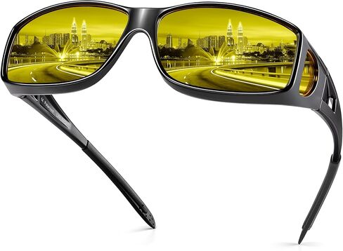 نظارات القيادة للرؤية الليلية من URUMQI تناسب النظارات للرجال والنساء، نظارات ليلية مستقطبة مضادة للوهج وعدسة صفراء in Kuwait