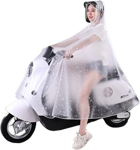 Waterproof Cycling Raincoat - Hooded Rain Poncho with Mirror Cover for Bike, E-Bike, Motorcycle, and Mobility Scooter(Roland Purple,3XL) (Snowflake White 3X) in Saudi Arabia