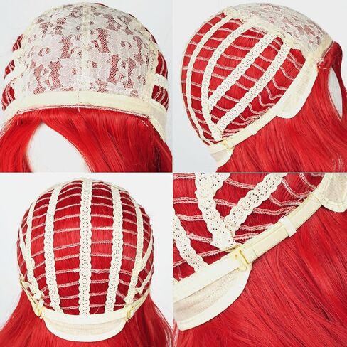 Aicos Wine Red Curly Kid Mermaid Wig, Long Wavy Fashion Princess Cosplay Wig with Starfish Hair Clips (Wine Red) in Kuwait