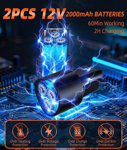 ملمع عازل 2026، قوة 8 سرعات 1200 واط مع بطاريتين وشاشة LED - مجموعة تلميع عازلة السيارة الكاملة، عازلة مدارية DA لمجموعة تنظيف السيارة للتفصيل والتلميع وإزالة الشعر بالشمع وإزالة الخدوش in Kuwait